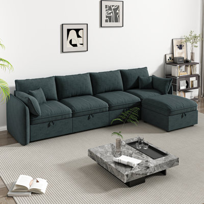 Nurelta 5 - Piece Upholstered Modular Sofa Sectional with Ottoman