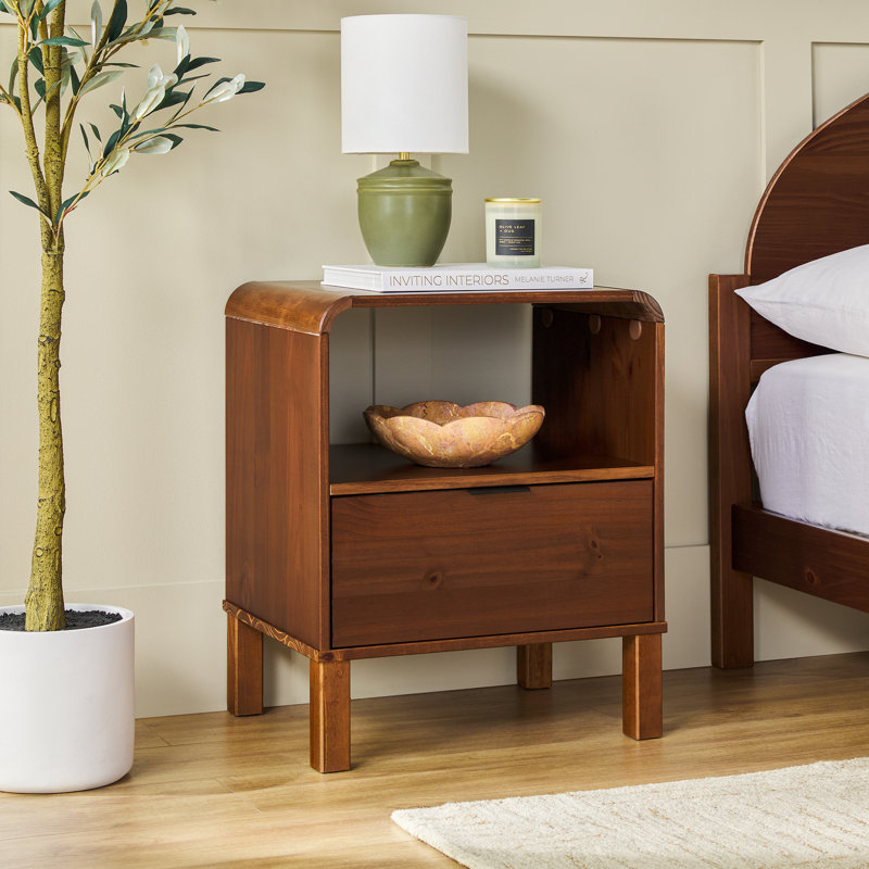 Asho 1-Drawer Solid Wood Nightstand