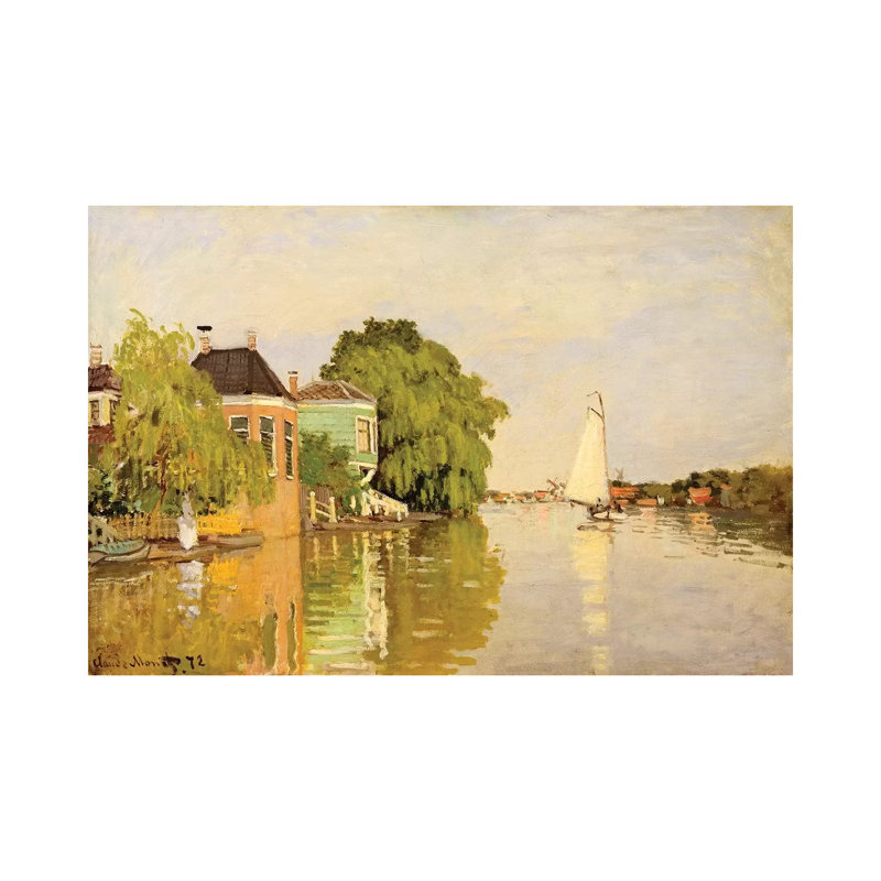 Houses on the Achterzaan by Claude Monet - 1 Piece Wrapped Canvas Wall Art, 101.6 cm H x 66.04 cm W x 1.91 cm D