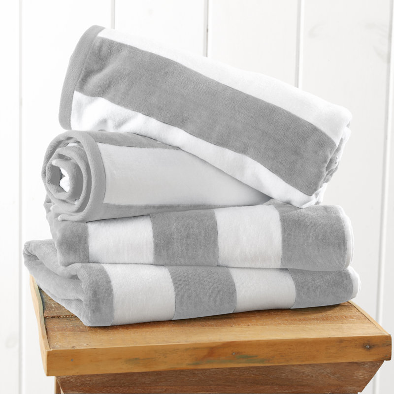 Serviettes de plage 100% coton absorbant et à séchage rapide Cabana, Gris clair