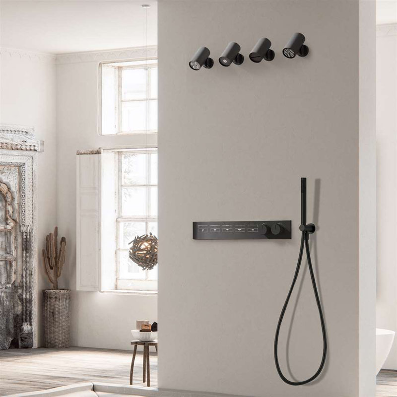 Système de douche à DEL avec 5 fonctions et panneau tactile thermostatique Milan