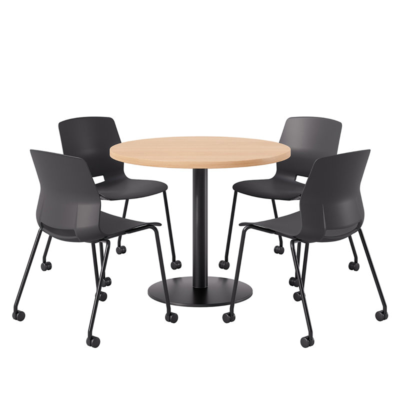 Ensemble repas pour quatre personnes, Érable, Noir, H 29 po x L 36 po x l 36 po