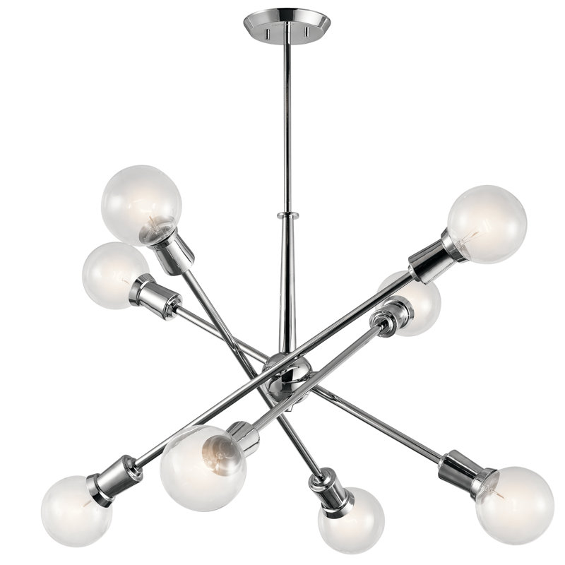 Armstrong 8 - Light Sputnik Modern Linear Chandelier, Chrome
