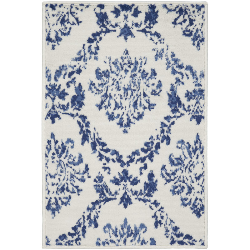 Tapis bleu rectangulaire en polypropylène tissé à la machine 2 pi x 3 pi Giann