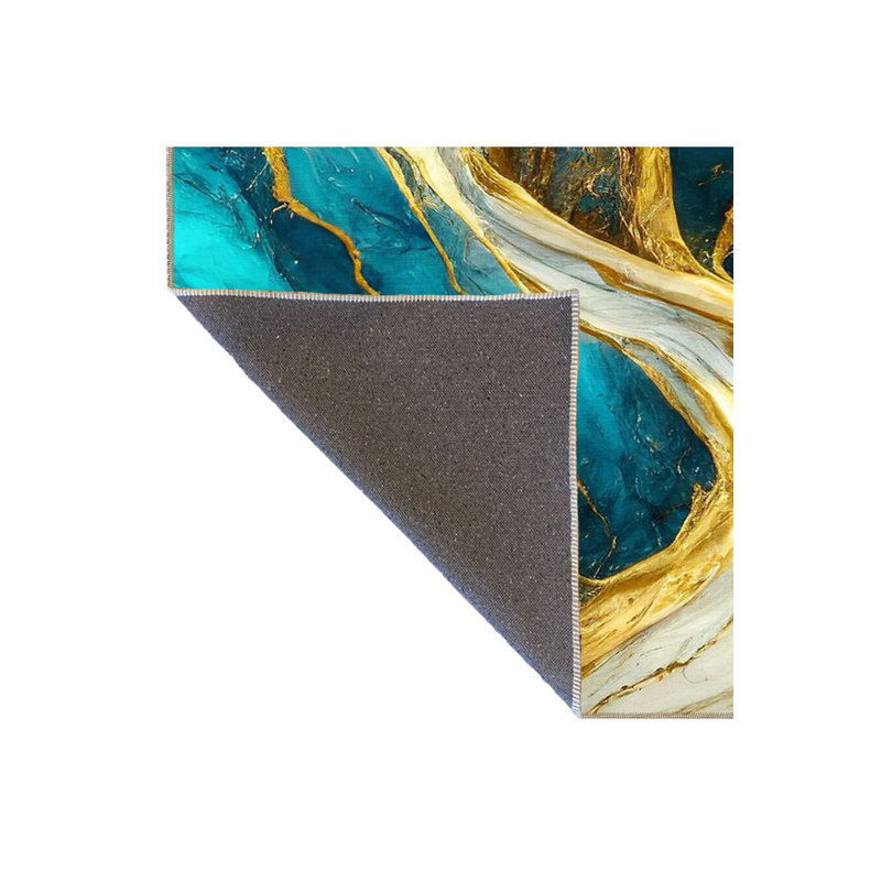 Tapis décoratif à rayures Water, Sous-tapis carré 3 pi 3 po inclus