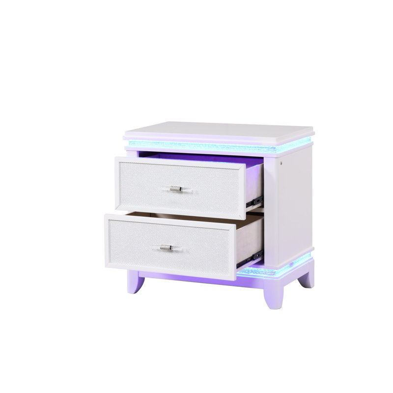 Table de chevet blanc laiteux Design pour chambre à coucher contemporaine avec rangement pratique