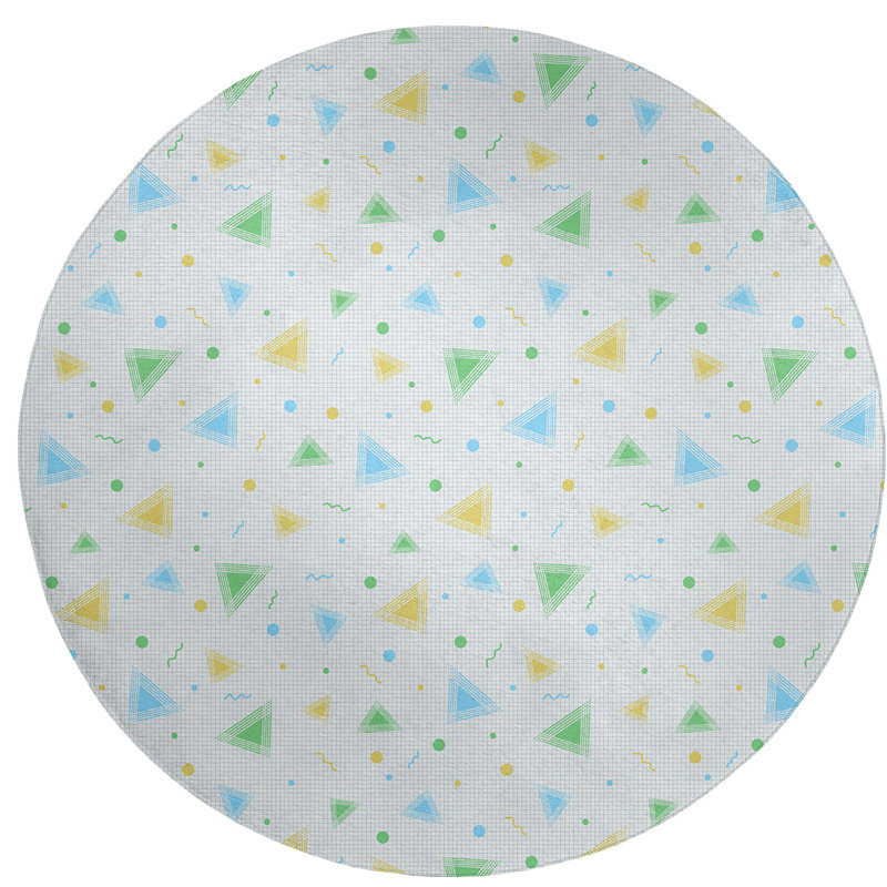 Chenille Geometric Indoor Rug, Round 5'