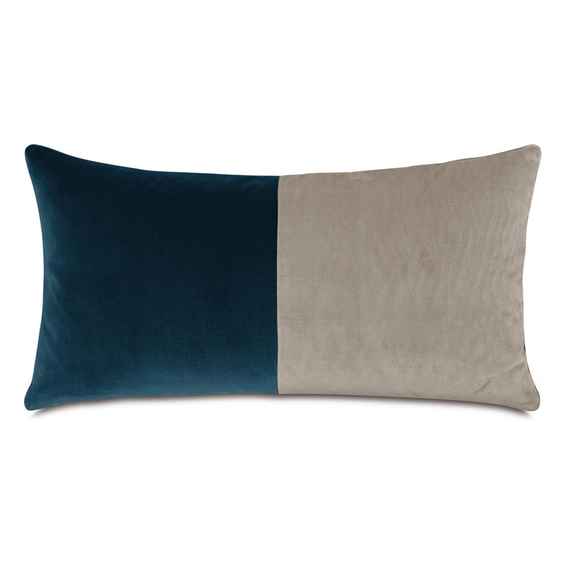 Coussin Uma, Rectangle H 11 po x l 21 po, Bleu / Ivoire