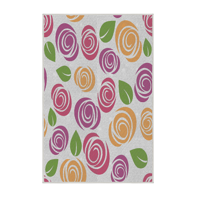 Tapis mauve à motif floral Yusha, Rectangle de 5 pi x 8 pi