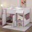 Lit mezzanine double avec maisonnette et rangement-1945068602