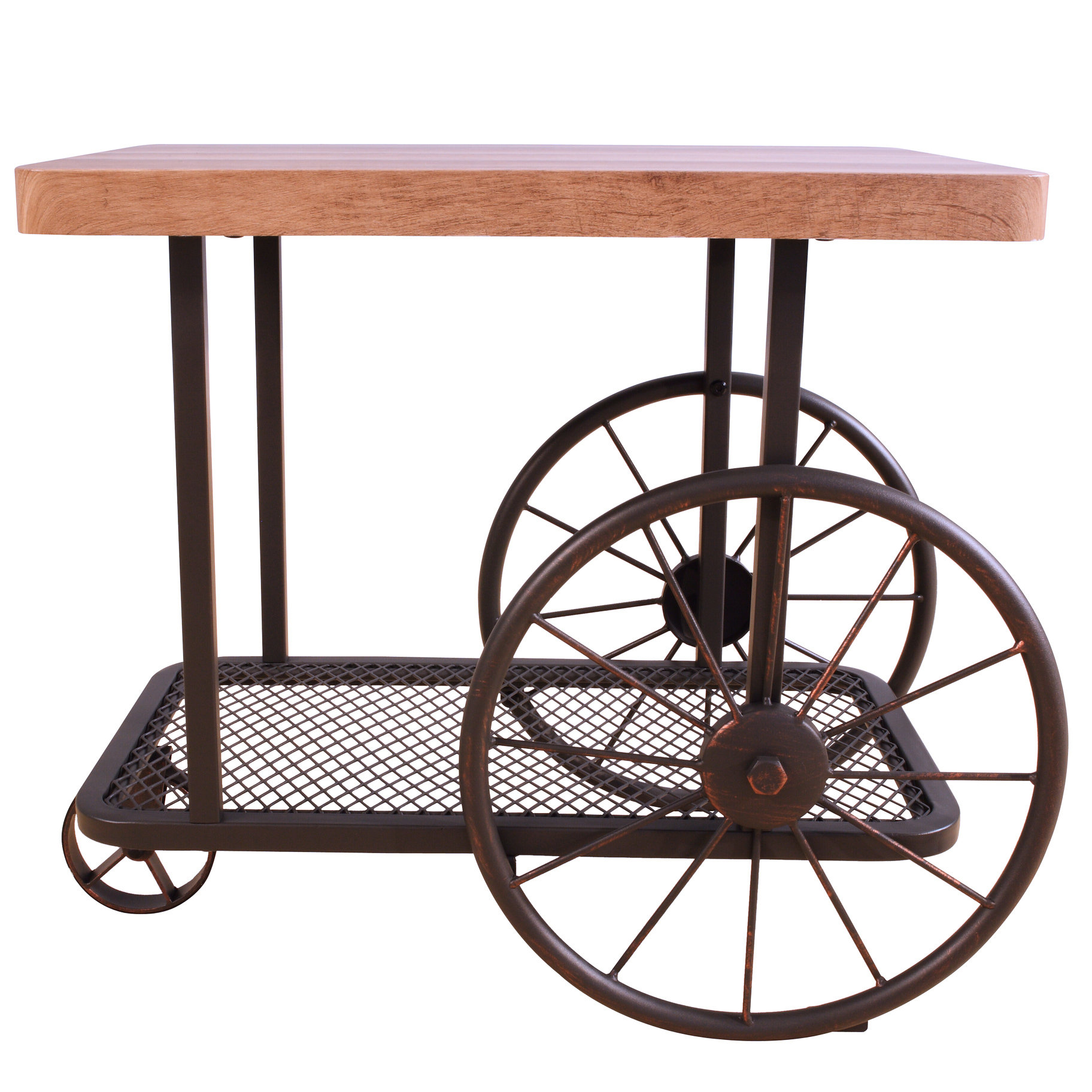 17 Stories Industrial Rectangular End Table With Oak Facade, Shelf ...