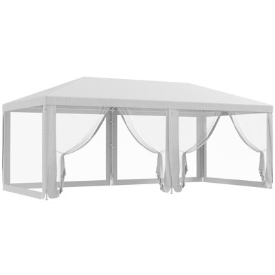 10' X 20' Party Tent, Outdoor Wedding Canopy & Gazebo With Removable Sidewalls, Shade Shelter For Events, Bbqs, White