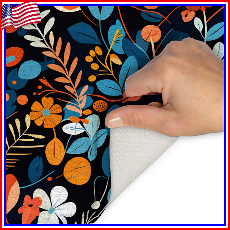 Tapis de bain floral Boho, 34 po L x 21 po L