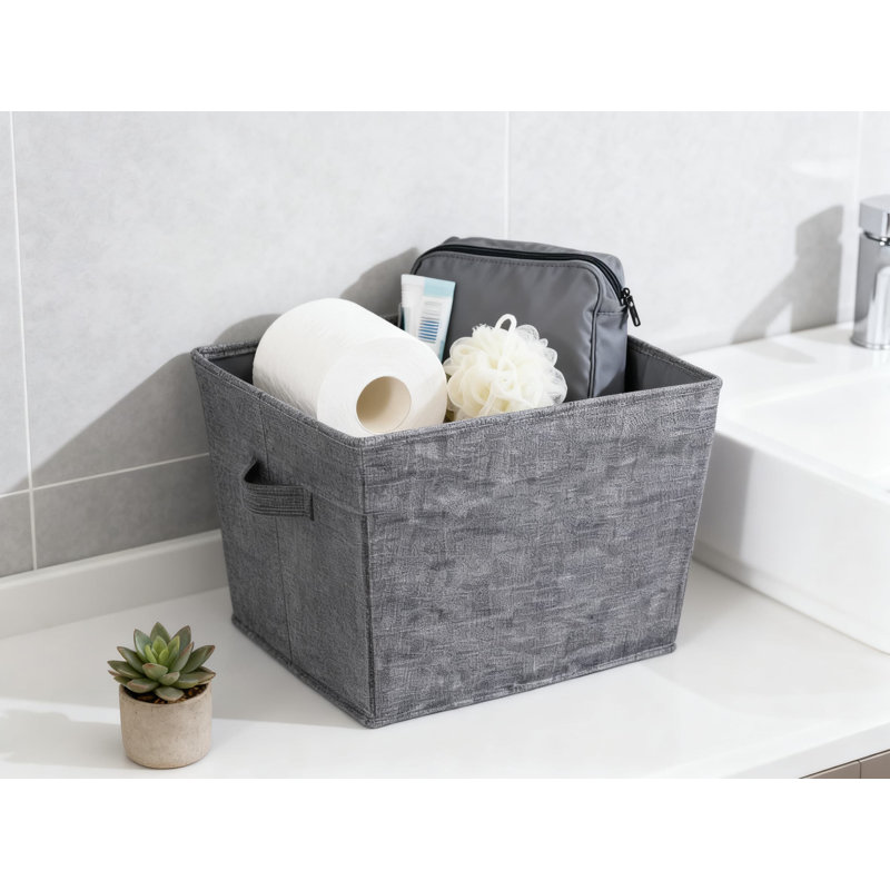 2-Pack Fabric Storage Bins With Wire Frame For Home Organization, Open Top Design With Handles For Easy Access And Clutter Control