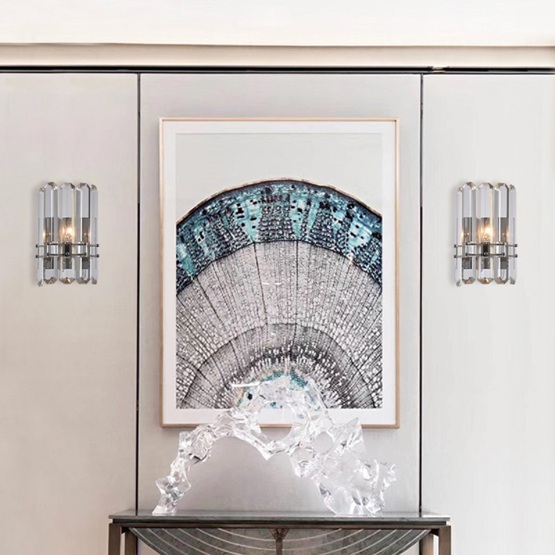 Giusti 1 Light Chrome Wall Sconce With Crystal Accents, Gold