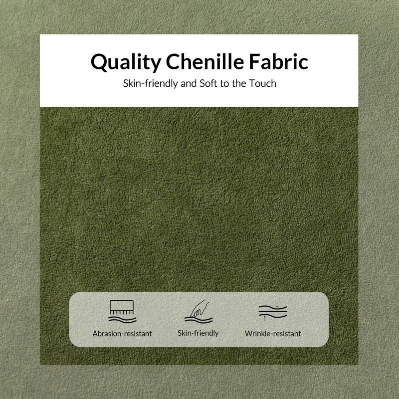 Fauteuil incurvé moderne en chenille 36 po Werts, Olive