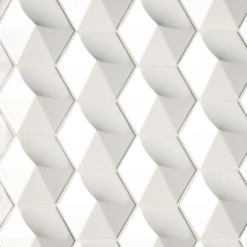 Hedron 4" x 5" Straight Edge Ceramic Singular Wall Tile, Bright White Pearl
