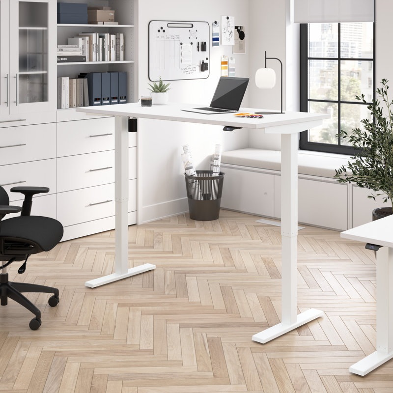 Bush Business Furniture Move 40 Series Electric Height Adjustable Standing Desk, 27" H x 59.5" W x 29.4" D, White