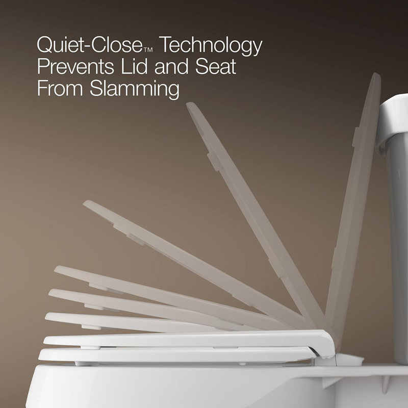 Triko Quiet-Close Elongated Toilet Seat, Elongated, White