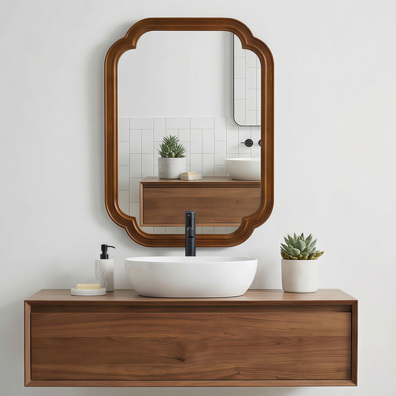 Miroir de coin décoratif en bois massif, 24 po x 36 po