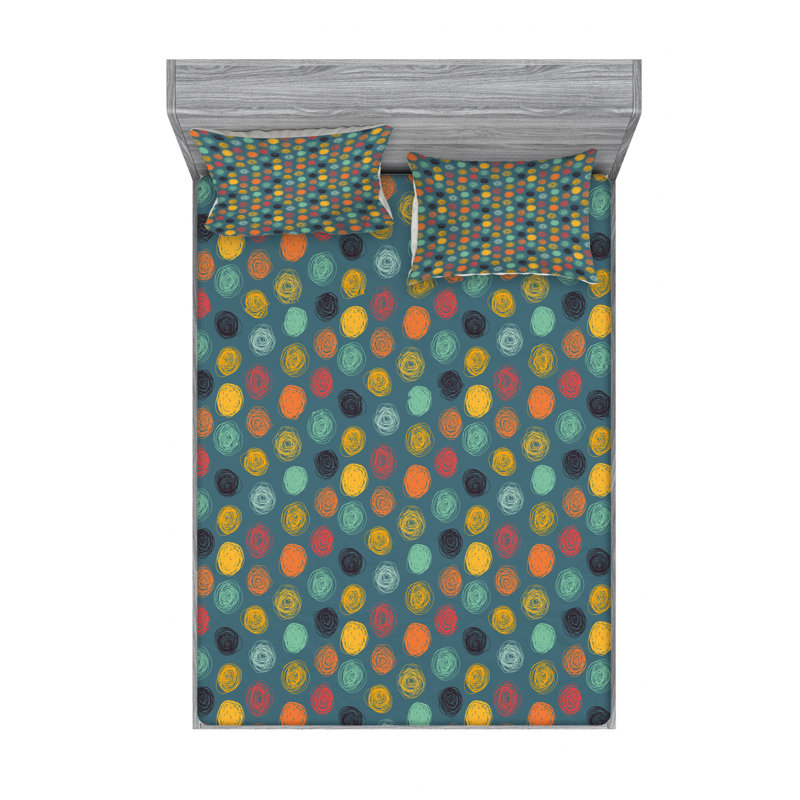 Microfiber Geometric Sheet Set, Full/Double Sheet Set with Fitted Sheet