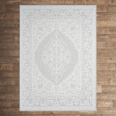 Aryaa Rae Oriental Gray Indoor / Outdoor Area Rug