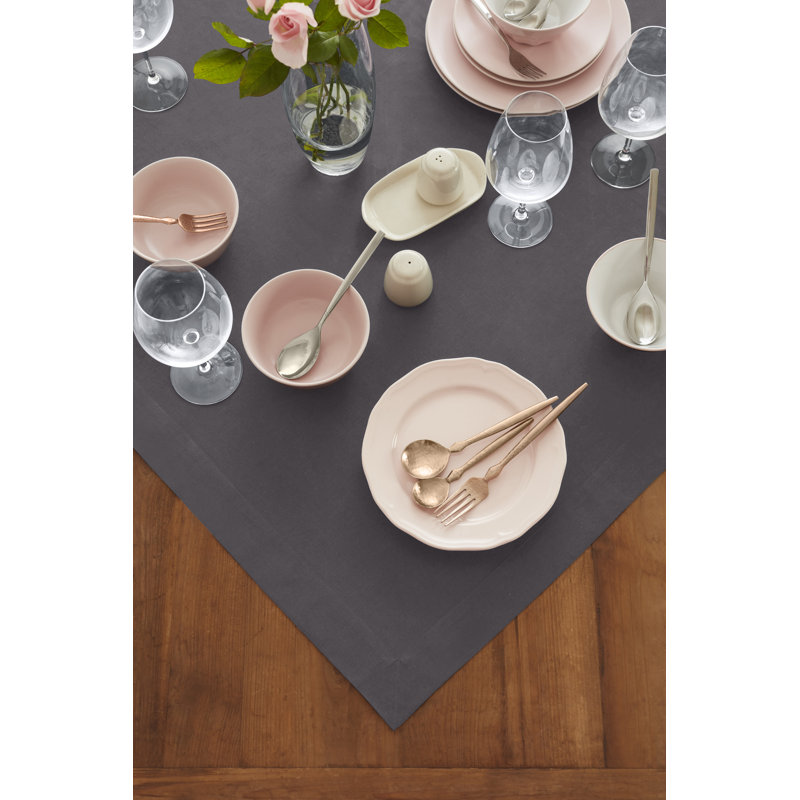 Dru Cotton Linen Plain Table Throw, Gray