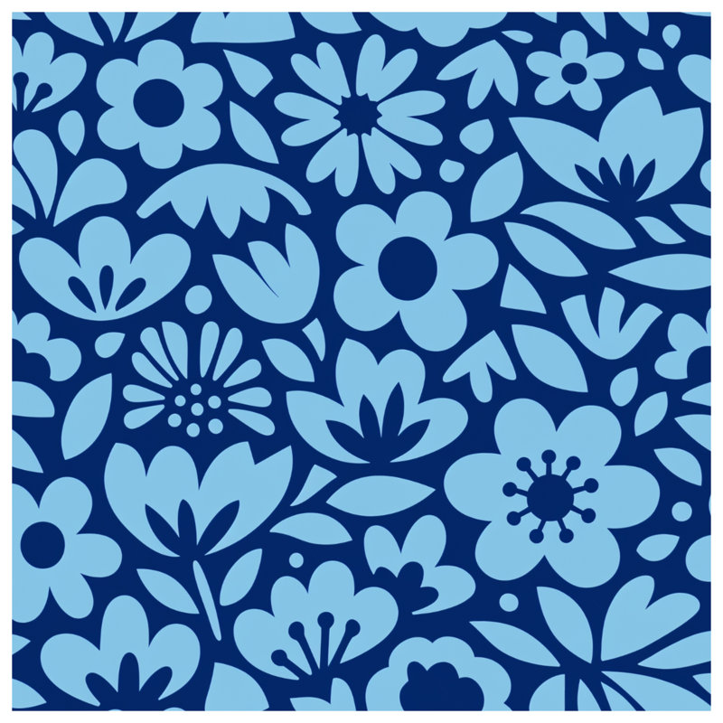 Édredon bleu à motif floral, Très grand lit