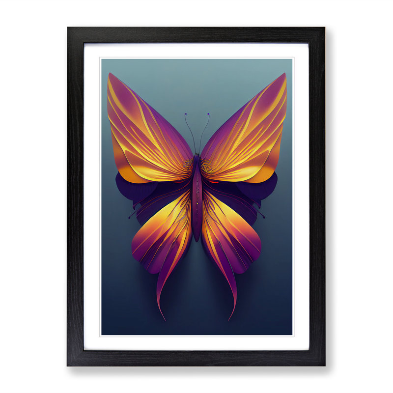 Beautiful Butterfly - Single Picture Frame Print, 46cm H x 34cm W x 2cm D, Black Framed