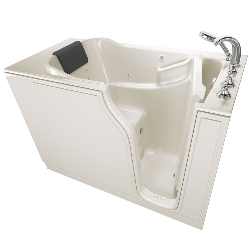 Baignoire à porte 52 po x 30 po en fibre de verre avec chauffe-robinet, Lin, Droite