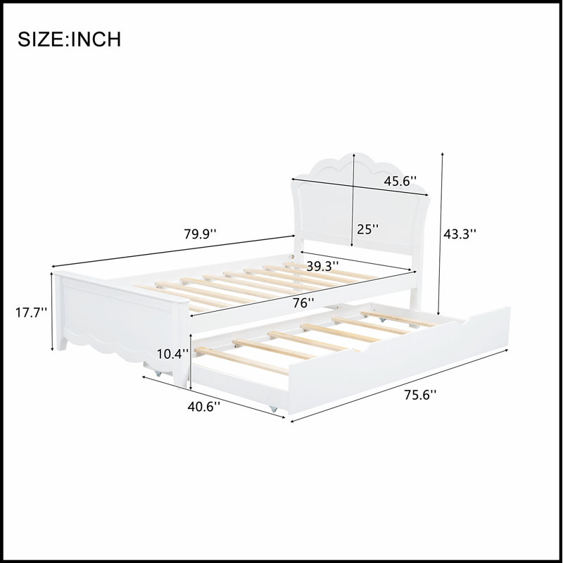 Lit plateforme en bois avec tête de lit et lit gigogne, durable et élégant pour plus d'espace de couchage et de rangement