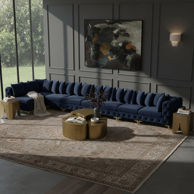 Izaias Velvet L-Shaped Sectional Reversible