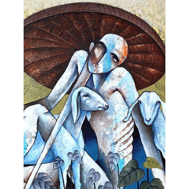 Berger sur la colline | Acrylique sur toile | Par Ranjith Raghupathy