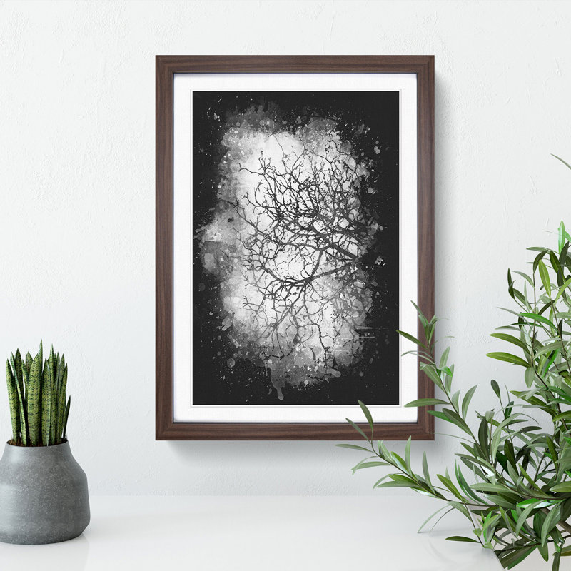'Bare Tree' - Picture Frame Graphic Art Print, 45cm H x 33cm W x 2cm D, Walnut Framed