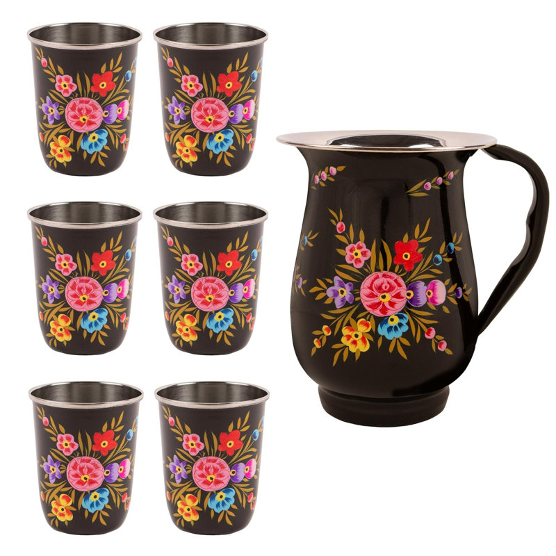 7Pc Carbon Pansy 300Ml Stainless Steel Picnic Jug Set - By BillyCan