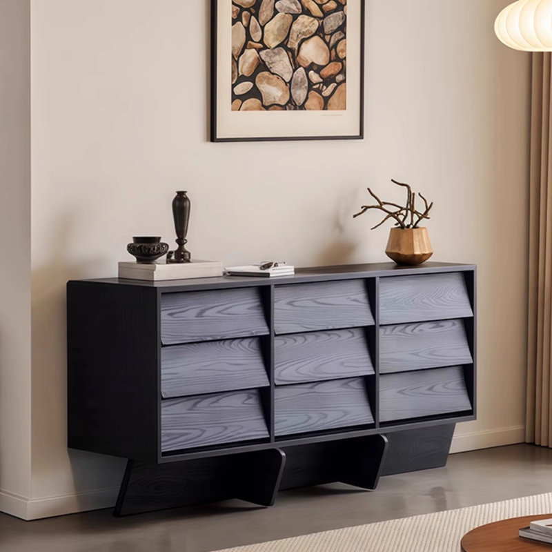 Black Solid Wood Accent Cabinet