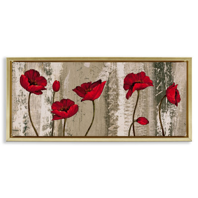"Red Poppies", art mural encadré sur toile flottante par Brian Francis