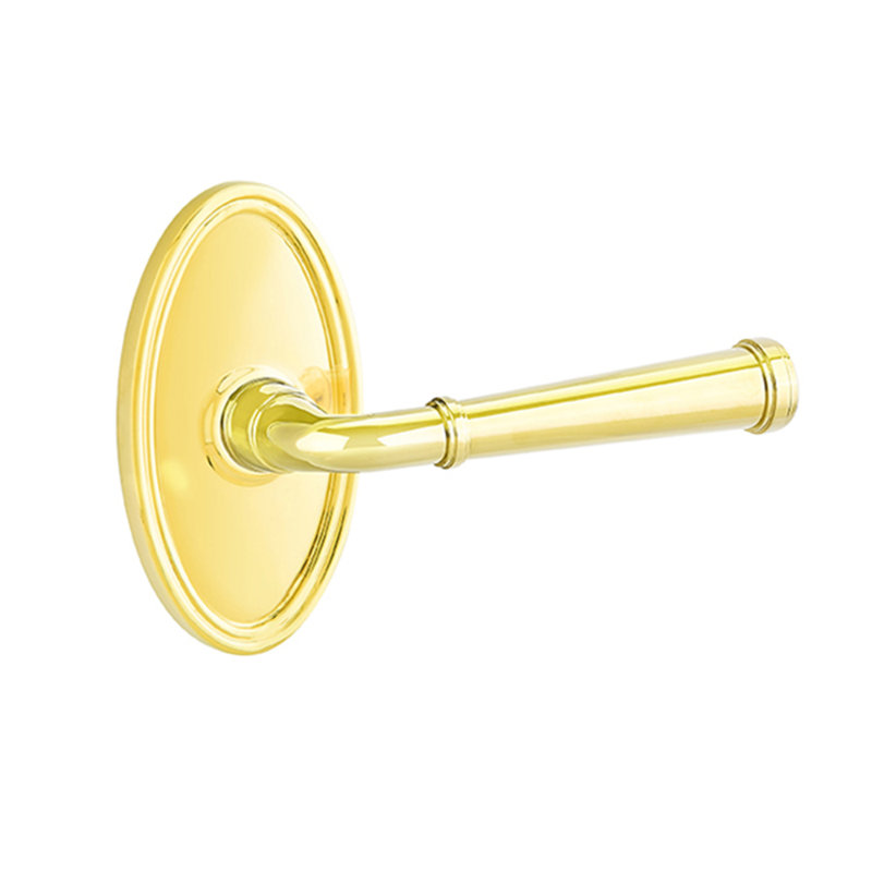 Poignée de porte avec rosette Merrimack, Laiton intemporel, Droite