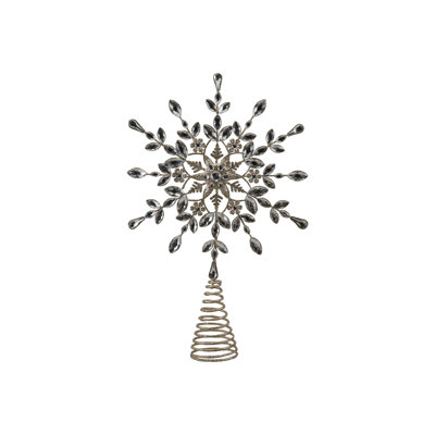 Décoration pour sommet de sapin en forme de flocon de neige champagne et bijoux en acrylique