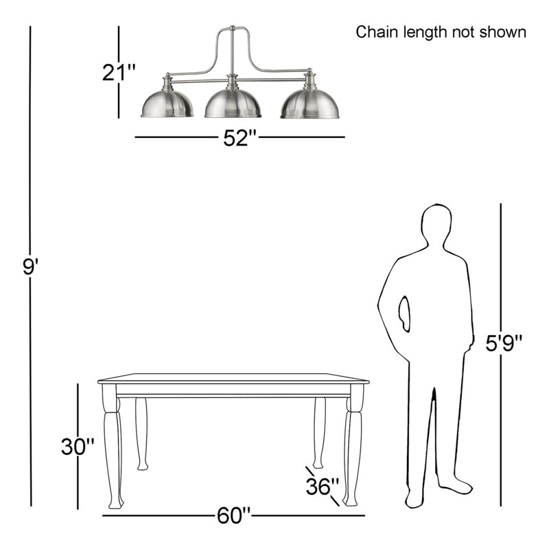 Enola 3 - Light Kitchen Island Pendant, Brushed Nickel
