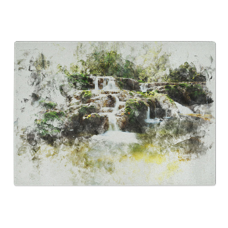Forest Stream Vol.2 Watercolour Chopping Board, 0.4cm H x 20cm W x 28.5cm L