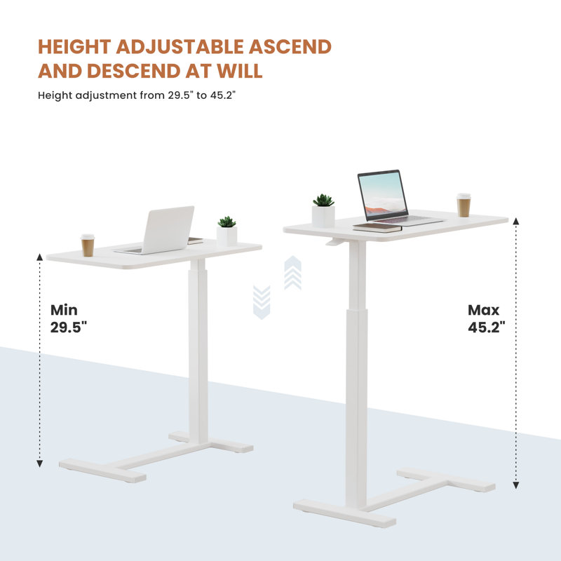 Multi-Function Adjustable and Movable Overbed Table with Hidden Casters, White