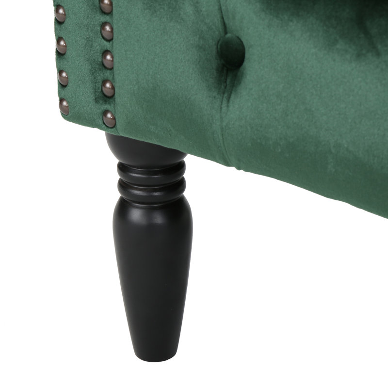 Fauteuil Chesterfield capitonné Valli, Velours émeraude