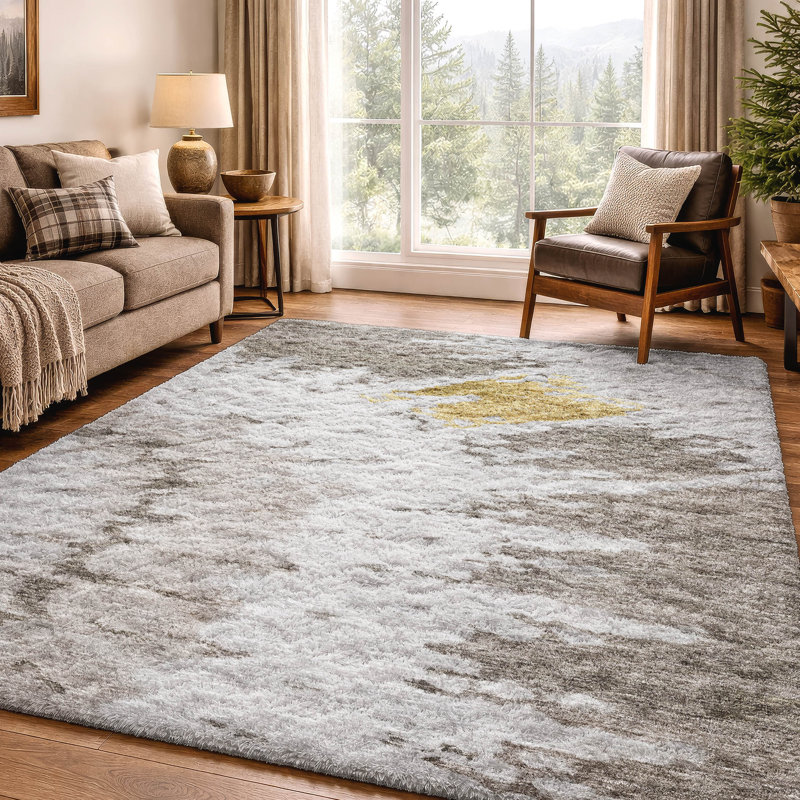 Tapis à poil long de qualité supérieure lavable à la machine ADS614, Taupe, 3 pi x 5 pi