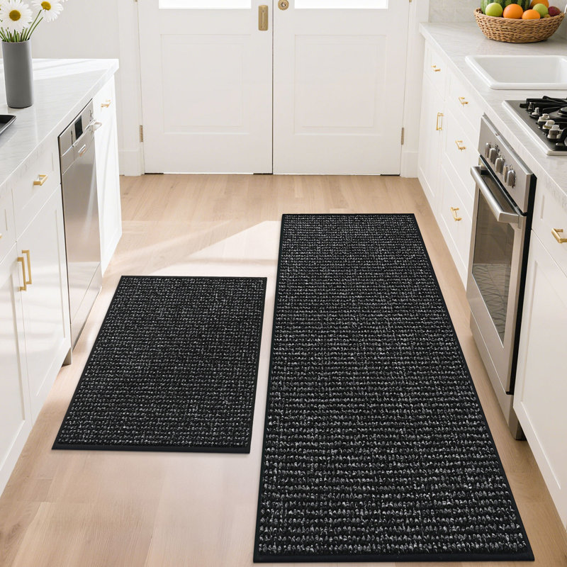 Tapis de cuisine antidérapants 2 pièces, tapis de cuisine absorbants et résistants aux taches, Gris foncé