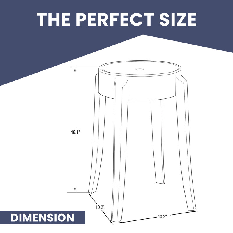 Tabouret de bar en plastique 18 po avec siège et base Pinecrest (ensemble de 2)