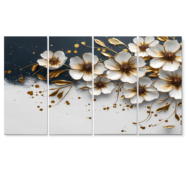 Ensemble de salon art mural blanc et bleu Meadow Charm II - Cornflowers, H 28 po x l 48 po