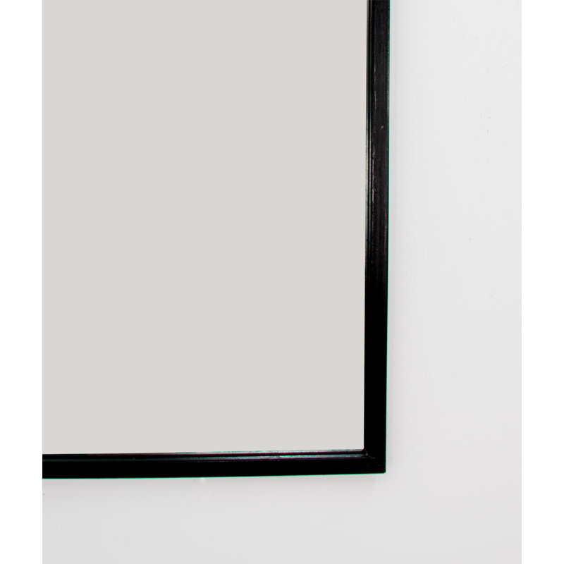 Altu Flat Metal Wall Mirror, Black Leaf