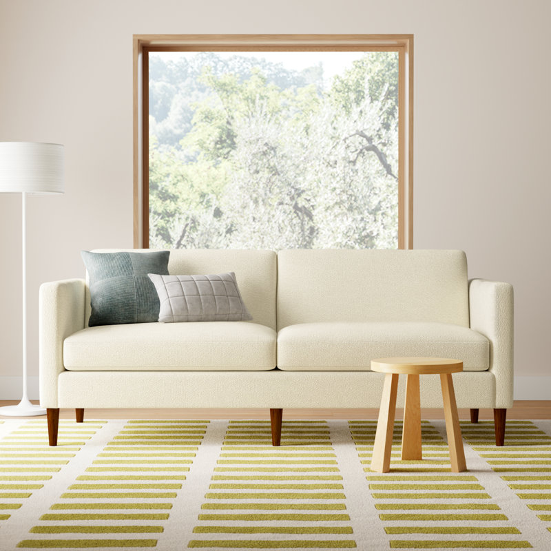 Clifford 87" Upholstered Custom Sofa, Davis Pearl Performance Bouclé