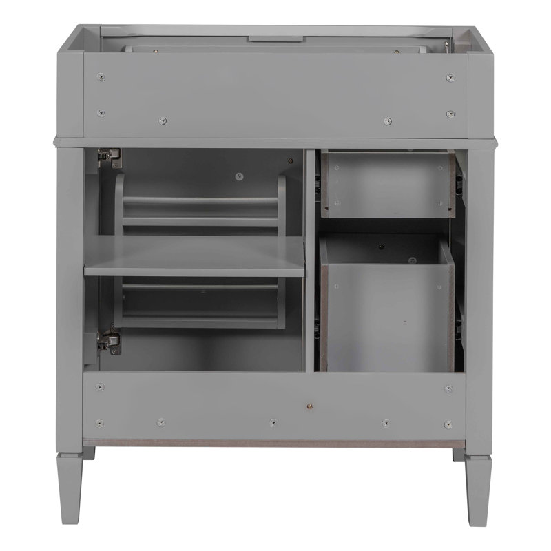 Meuble-lavabo de salle de bain de 30 po sans lavabo supérieur, armoire de rangement moderne avec 2 tiroirs et un tiroir rabattable (BASSIN INCLUS)